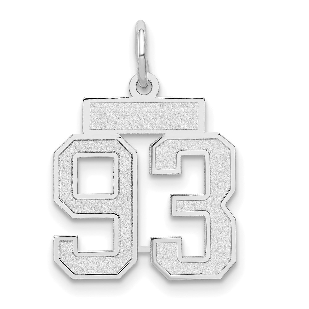 14K White Gold Small Satin Number 93 Charm