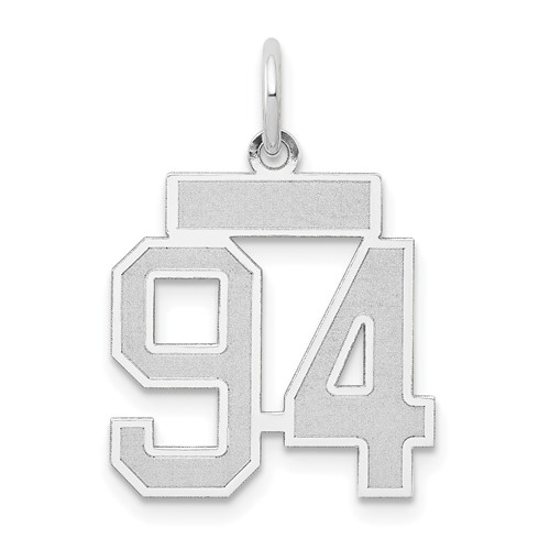 14K White Gold Small Satin Number 94 Charm