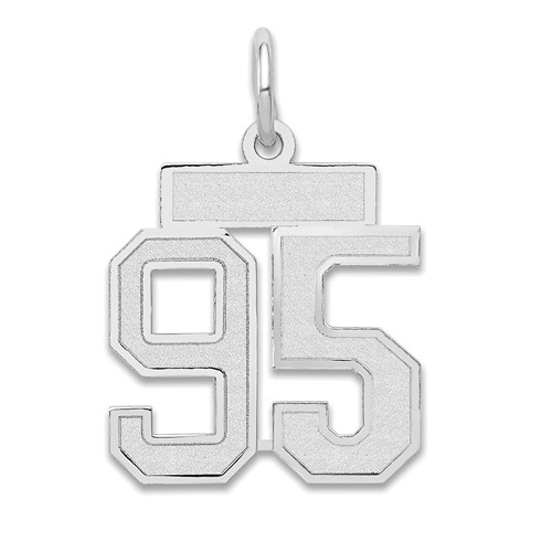 14K White Gold Small Satin Number 95 Charm