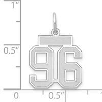 14K White Gold Small Satin Number 96 Charm view 4