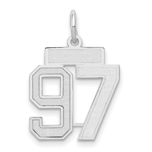 14K White Gold Small Satin Number 97 Charm
