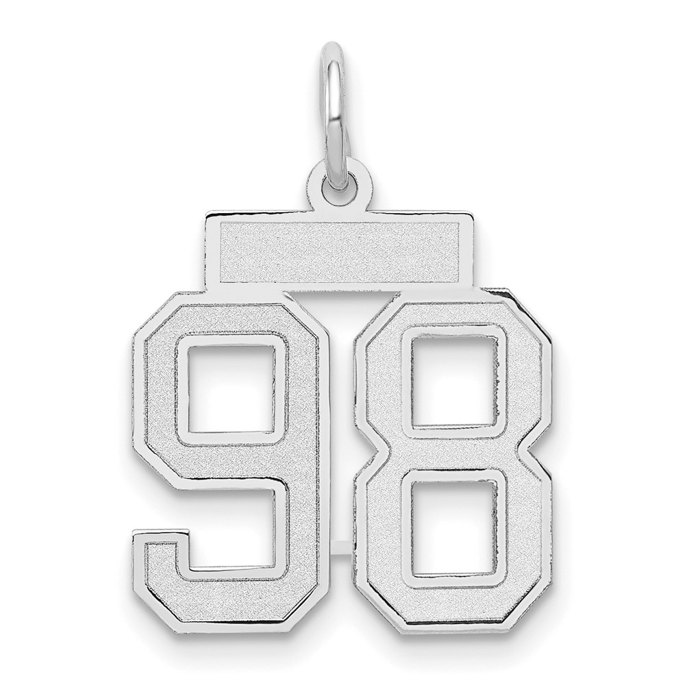 14K White Gold Small Satin Number 98 Charm