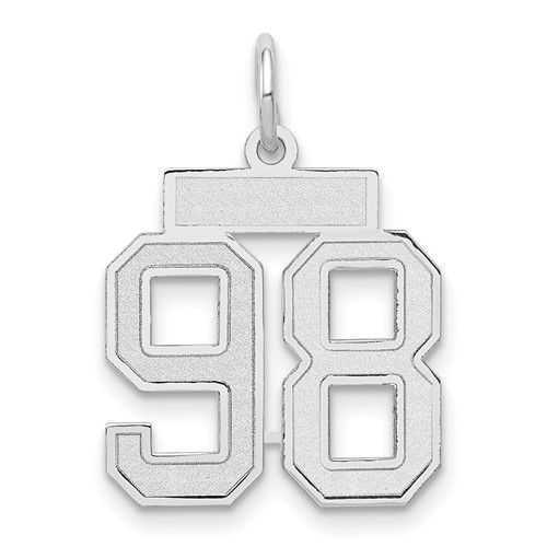 14K White Gold Small Satin Number 98 Charm