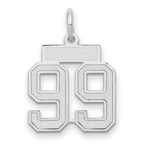 14K White Gold Small Satin Number 99 Charm