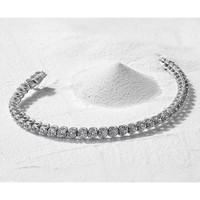 14K White Gold Complete 1 Carat Round AA Diamond 4-prong Tennis Bracelet, 7" view 5