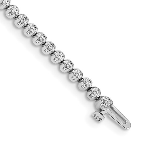 14K White Gold Complete 1 Carat Round Aaa Diamond 4-prong Tennis Bracelet, 7"