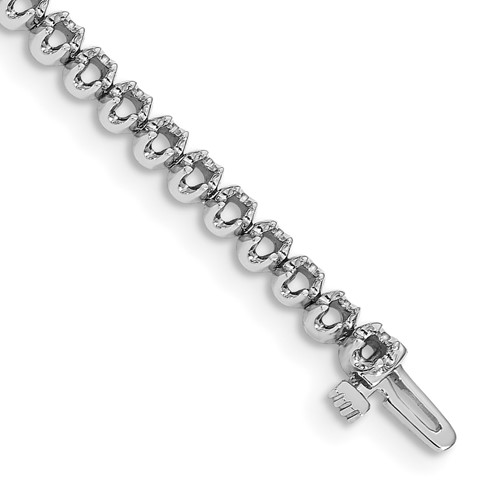 14K White Gold Holds 2.09 Carat 51-2.2mm Round Diamond 4-prong Tennis Bracelet Mounting, 7"