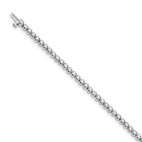 14K White Gold Complete 2.09 Carat Round AA Diamond 4-prong Tennis Bracelet, 7" view 3