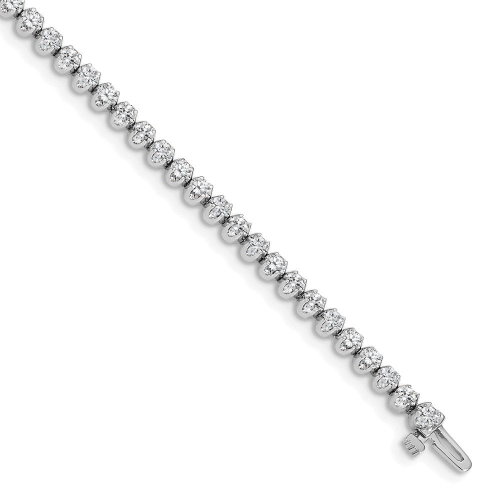 14K White Gold Complete 2.09 Carat Round AA Diamond 4-prong Tennis Bracelet, 7"