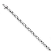14K White Gold Complete 3.15 Carat VS Diamond 4-prong Tennis Bracelet, 7" view 3