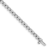 14K White Gold Complete 3.15 Carat VS Diamond 4-prong Tennis Bracelet, 7" view 1