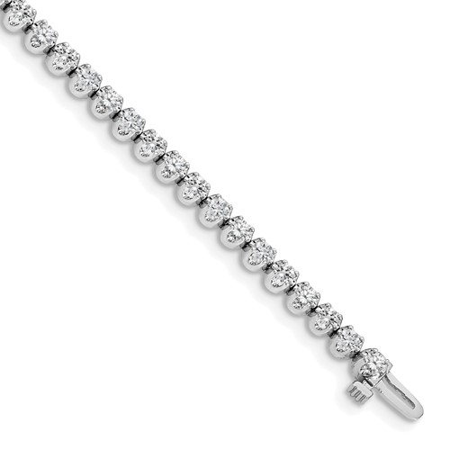 14K White Gold Complete 3.15 Carat VS Diamond 4-prong Tennis Bracelet, 7"