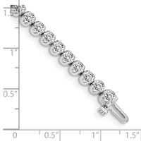 14K White Gold Complete 3.8 Carat Round Aaa Diamond 4-prong Tennis Bracelet, 7" view 4