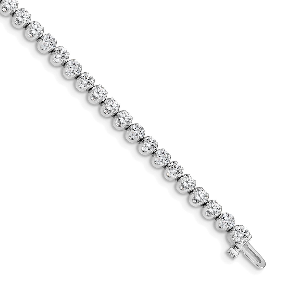 14K White Gold Complete 3.8 Carat Round Aaa Diamond 4-prong Tennis Bracelet, 7"