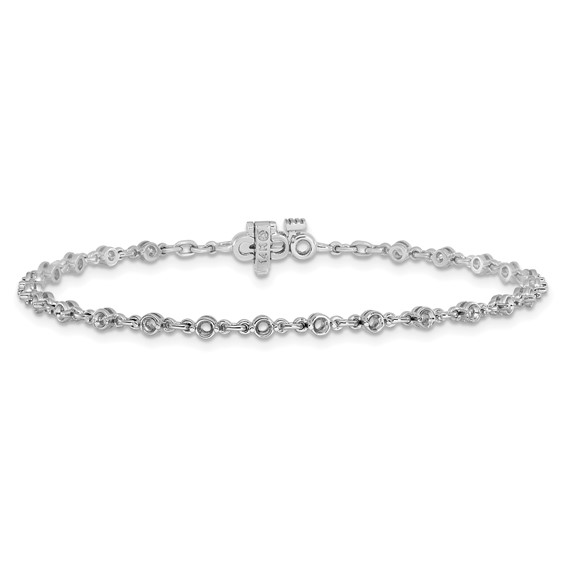 14k White Gold Holds 1.4 carat 24-2.5mm Round Diamond 2-prong 7 inch Tennis Bracelet Mounting