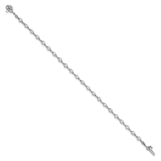 14k White Gold Holds 2.25 carat 22-3.0mm Round Diamond 2-prong 7 inch Tennis Bracelet Mounting