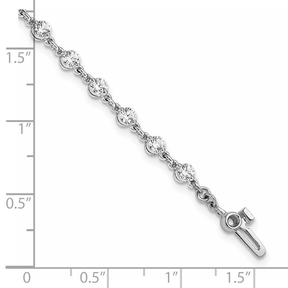 14k White Gold Holds 2.25 carat 22-3.0mm Round Diamond 2-prong 7 inch Tennis Bracelet Mounting