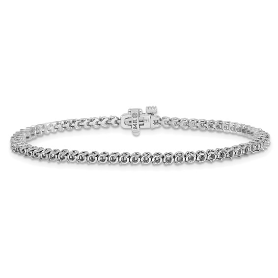14k White Gold Holds 1.9 carat 68-1.9mm Round Diamond 2-prong 7 inch Tennis Bracelet Mounting