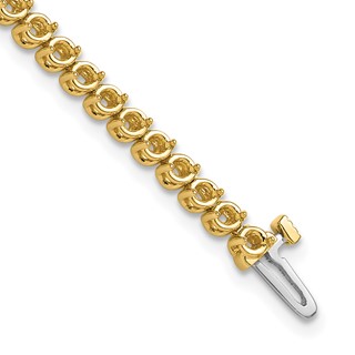 14k Holds 2.9 carat 58-2.3mm Round Diamond 2-prong 7 inch Tennis Bracelet Mounting