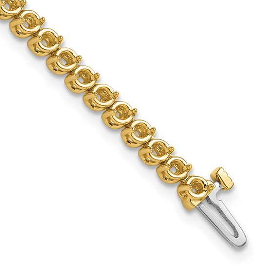 14k Holds 2.9 carat 58-2.3mm Round Diamond 2-prong 7 inch Tennis Bracelet Mounting