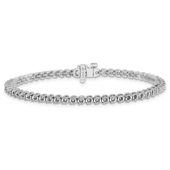 14k White Gold Holds 2.9 carat 58-2.3mm Round Diamond 2-prong 7 inch Tennis Bracelet Mounting