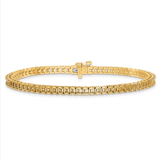 14k Holds 5 carat 71-2.25mm Princess Diamond 4-prong 7 inch Tennis Bracelet Mounting