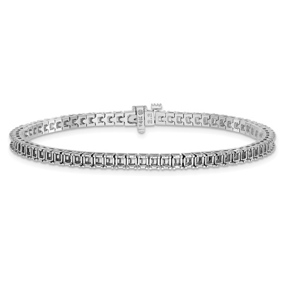14k White Gold Holds 5 carat 71-2.25mm Princess Diamond 4-prong 7 inch Tennis Bracelet Mounting