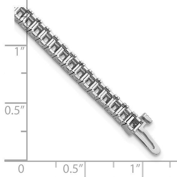 14k White Gold Holds 6.6 carat 66-2.5mm Princess Diamond 4-prong 7 inch Tennis Bracelet Mounting