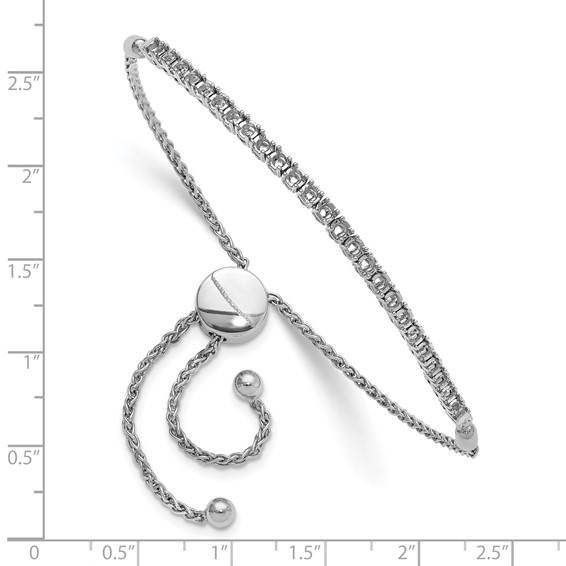 14k White Gold Holds 1 carat 25-2.2mm Round Stones Adjustable Bracelet Mounting