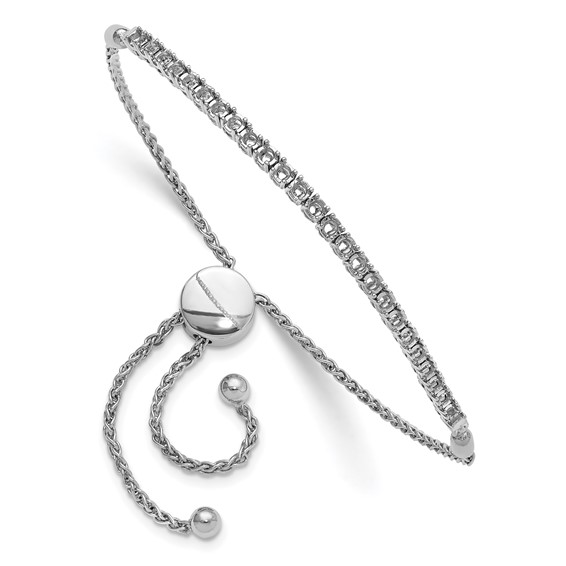 14k White Gold Holds 1 carat 25-2.2mm Round Stones Adjustable Bracelet Mounting