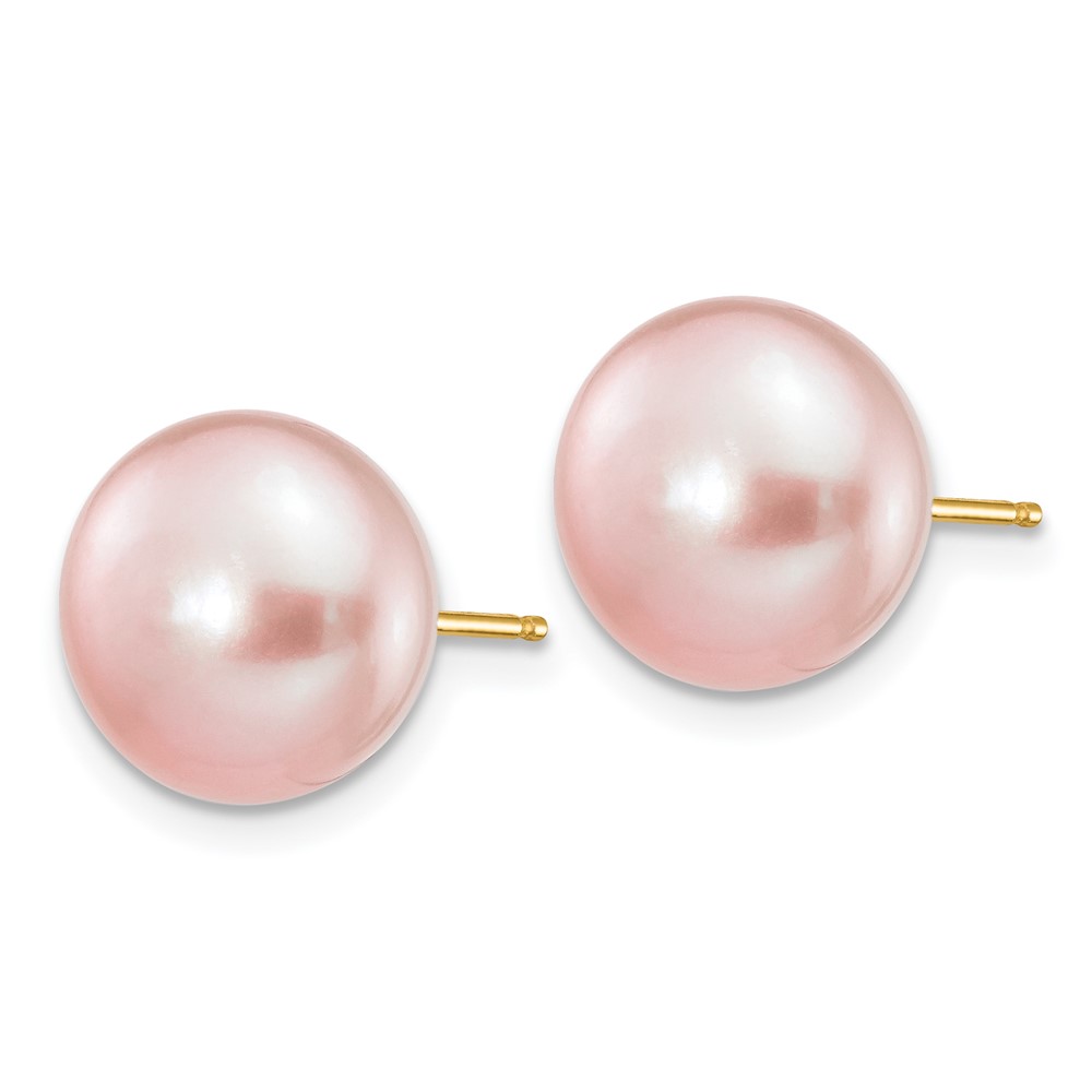 14k 10-11mm Purple Button Freshwater Cultured Pearl Stud Post Earrings (X100BPU)