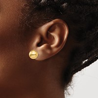 14K 10mm Yellow Gold Polished Puffed Ball Post Earrings view 3