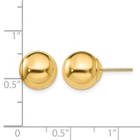 14K 10mm Yellow Gold Polished Puffed Ball Post Earrings view 4