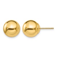 14K 10mm Yellow Gold Polished Puffed Ball Post Earrings view 1