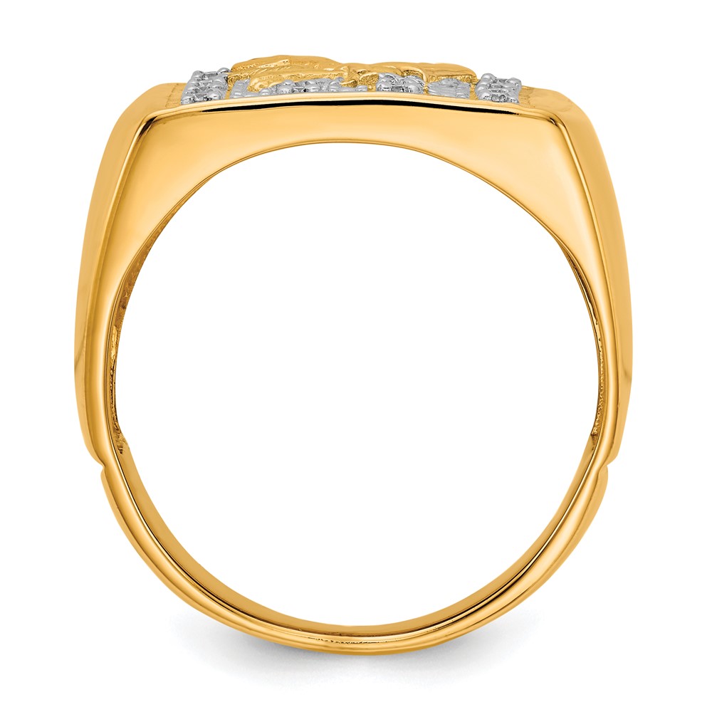 14k & Rhodium Men's .10ct Diamond Eagle Ring (X19)