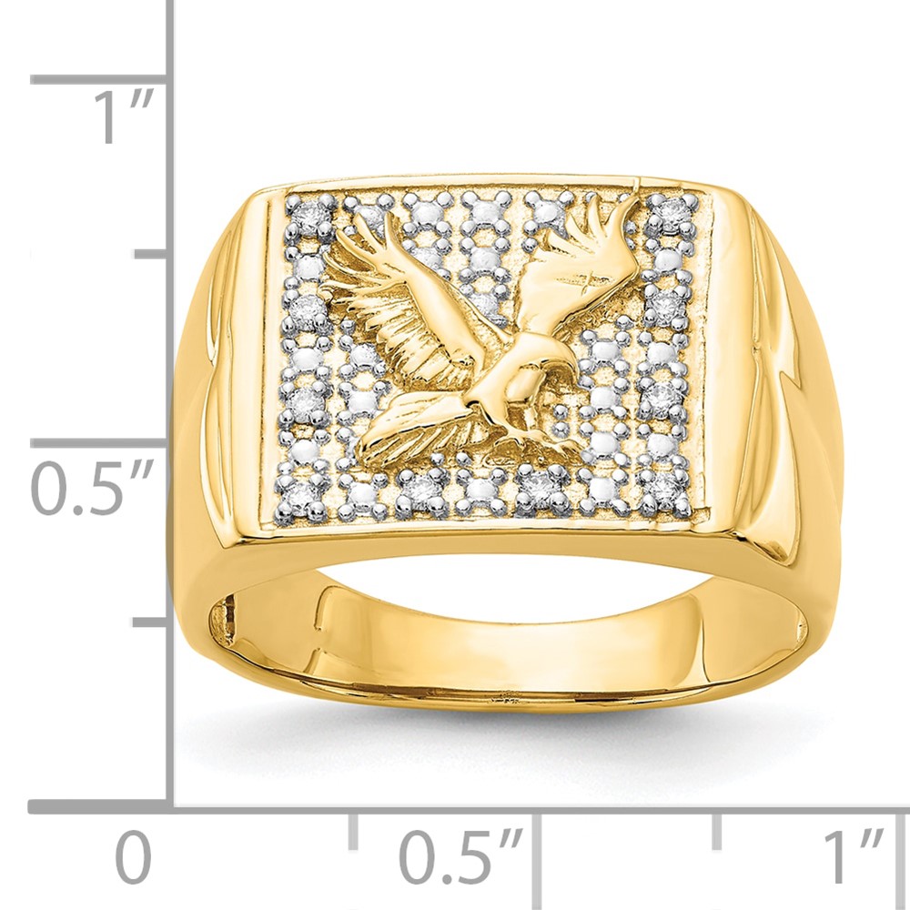 14k & Rhodium Men's .10ct Diamond Eagle Ring (X19)