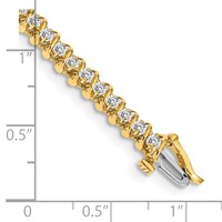 14K Yellow Gold Complete 0.93 Carat Round Aaa Diamond Fancy Spiral Tennis Bracelet, 7" view 4