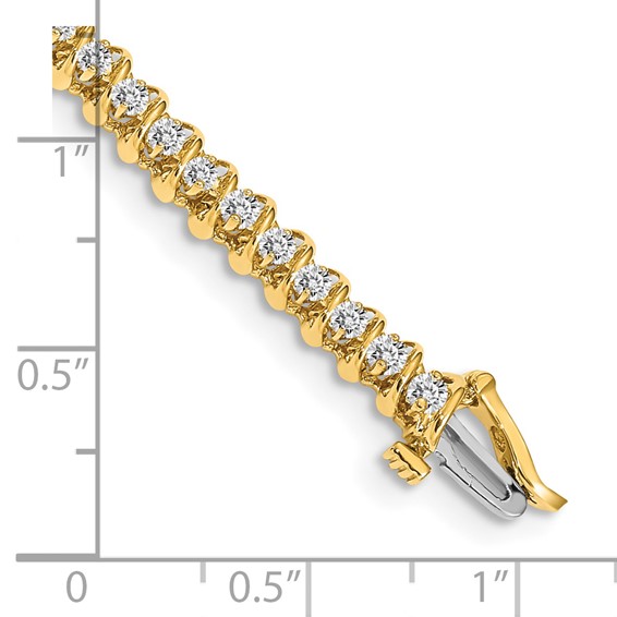 14k Holds 0.93 carat 55-1.6mm Round Diamond Fancy Spiral 7 inch Tennis Bracelet Mounting