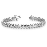 14K White Gold Complete 0.93 Carat Round Aaa Diamond Fancy Spiral Tennis Bracelet, 7" view 5