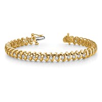 14K Yellow Gold Complete 1.4 Carat Round VS Diamond Fancy Spiral Tennis Bracelet, 7" view 3