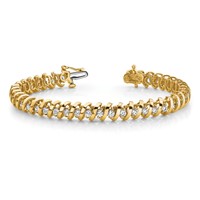 14K Yellow Gold Complete 1.4 Carat Round VS Diamond Fancy Spiral Tennis Bracelet, 7" view 5