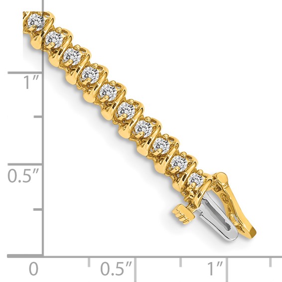 14k Holds 1.4 carat 50-1.9mm Round Diamond Fancy Spiral 7 inch Tennis Bracelet Mounting