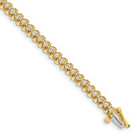 14K Yellow Gold Complete 1.4 Carat Round VS Diamond Fancy Spiral Tennis Bracelet, 7" view 1
