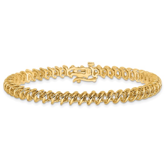 14k Holds 1.95 carat 50-2.1mm Round Diamond Fancy Spiral 7 inch Tennis Bracelet Mounting