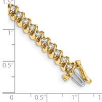 14K Yellow Gold Complete 1.95 Carat Round VS Diamond Fancy Spiral Tennis Bracelet, 7" view 4