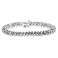 14K White Gold Holds 1.95 Carat 50-2.1mm Round Diamond Fancy Spiral Tennis Bracelet Mounting, 7" view 3