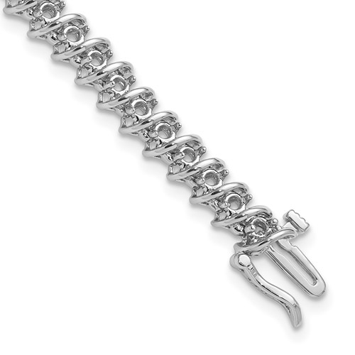 14K White Gold Holds 1.95 Carat 50-2.1mm Round Diamond Fancy Spiral Tennis Bracelet Mounting, 7"
