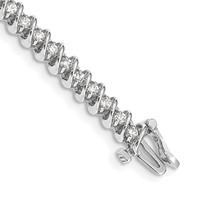 14K White Gold Complete 1.95 Carat Round AA Diamond Fancy Spiral Tennis Bracelet, 7" view 1