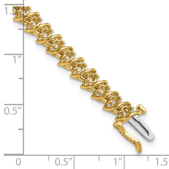 14k Holds 2.25 carat 43-2.4mm Round Diamond Fancy Spiral 7 inch Tennis Bracelet Mounting