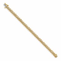 14K Yellow Gold Complete 2.25 Carat Round Aaa Diamond Fancy Spiral Tennis Bracelet, 7" view 2